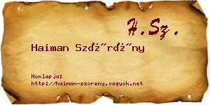 Haiman Szörény névjegykártya